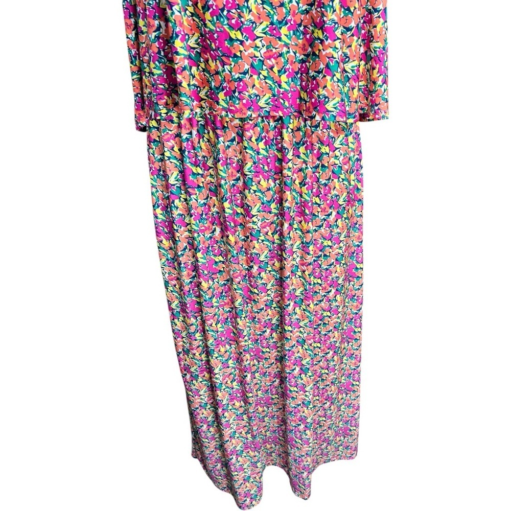 Sabrina Lauren Floral Maxi Dress XL Pink Multicolor Cold Shoulder Boho - Picture 7 of 10
